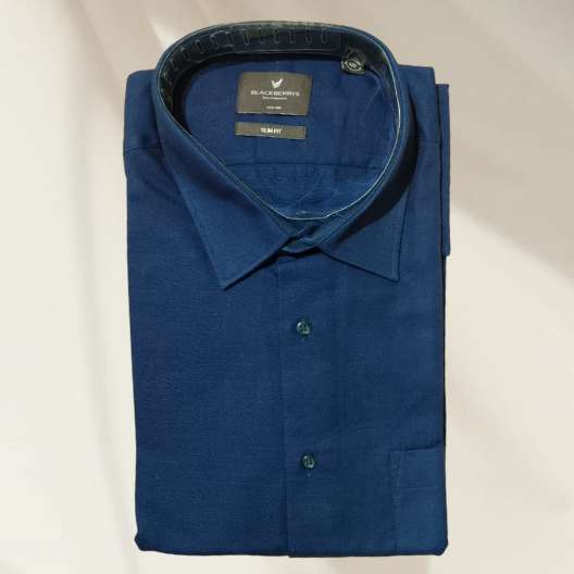 Blue Cotton Casual XXL Shirt For Men